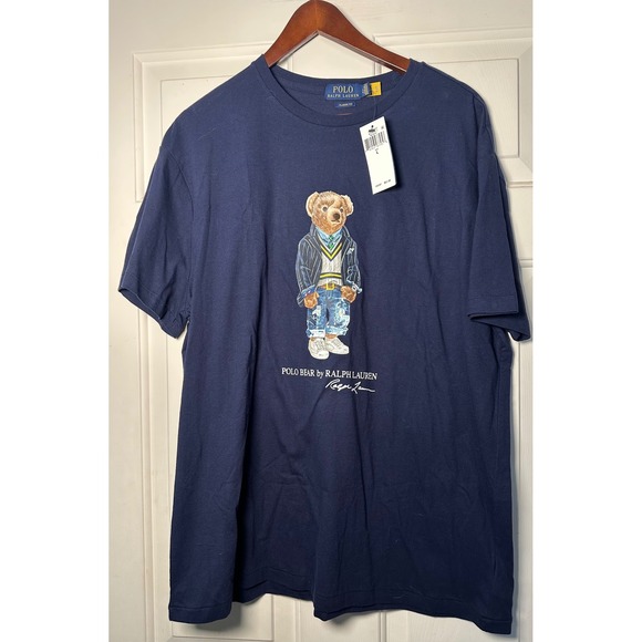 Polo Ralph Lauren Men Classic Fit‎ Navy Blue Polo Bear T Shirt Size L NWT